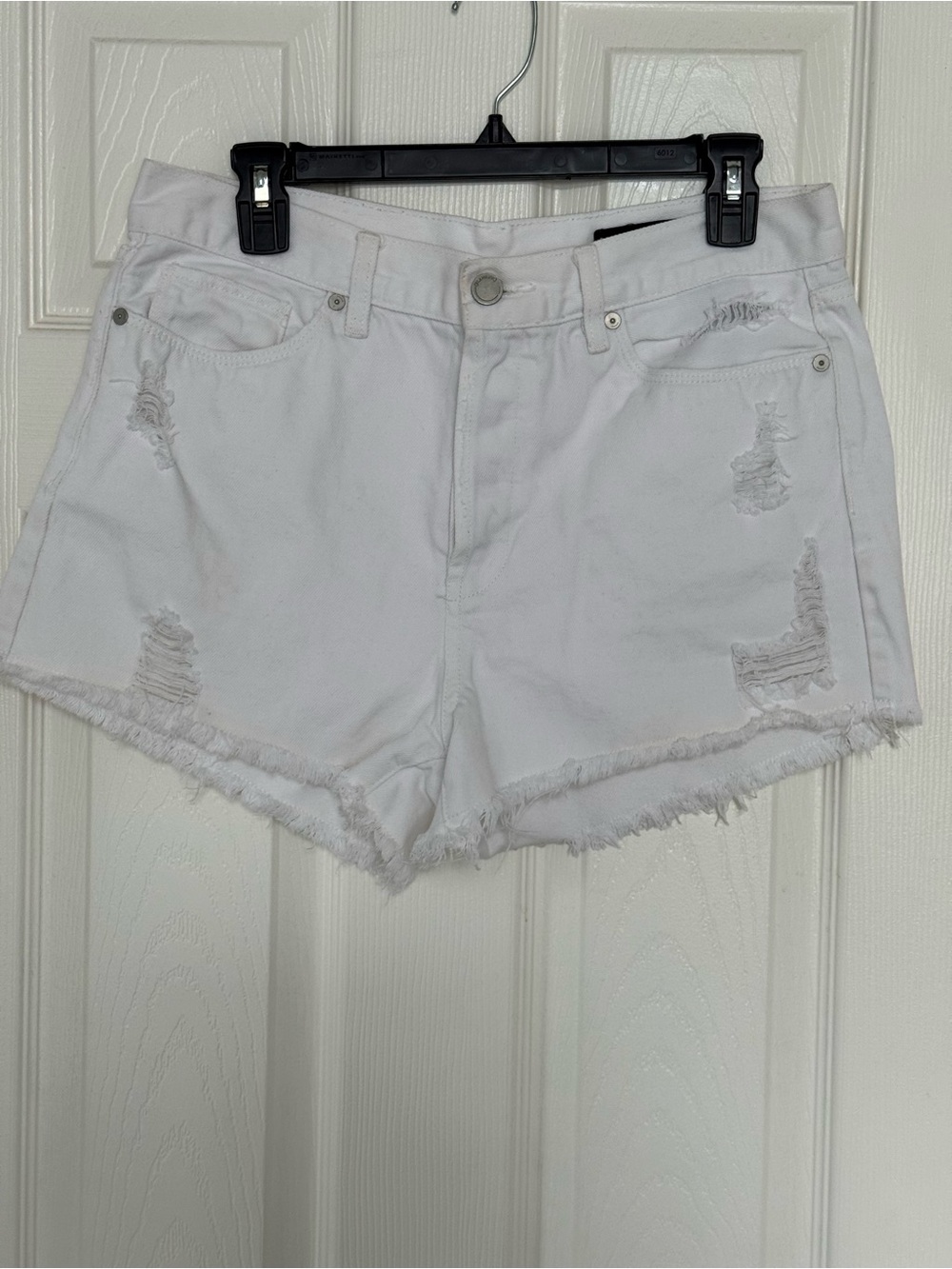 Blank NYC White Distressed Denim Shorts
